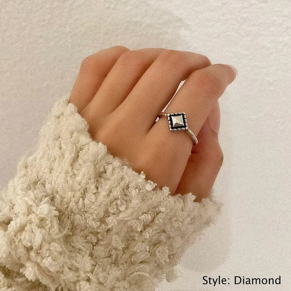 925 Sterling Silver Minimalist Ring Geometric Ring Stackable Ring Band - Picture 11 of 11